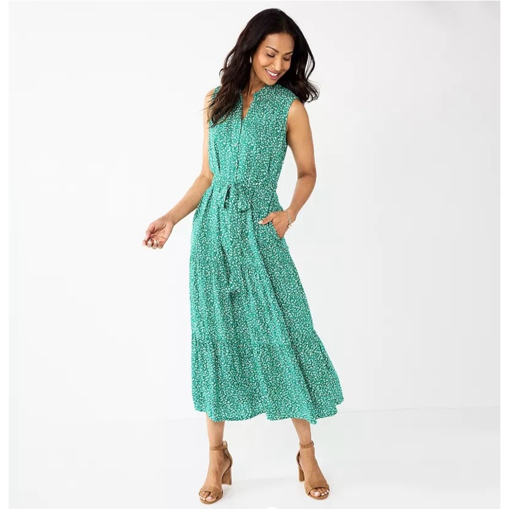 Croft & Barrow green print dress~ NWT
